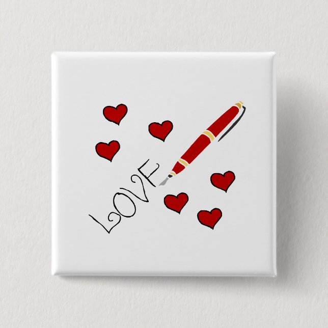 Love (Writing) 2 Inch Square Button (Front)