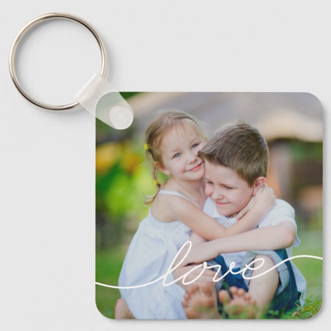 Love Writing Personalized Photo Keychain (Front)