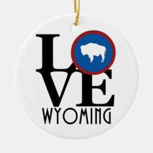 LOVE Wyoming Ceramic Ornament