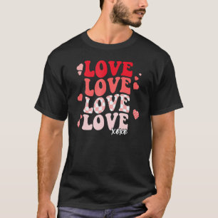 Love XOXO Buffalo Plaid Hearts Valentine's Day Ret T-Shirt