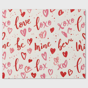Love XOXO Heart Valentine Clam Wrapping Paper