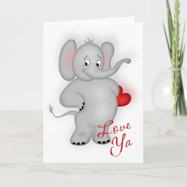 Love Ya Elephant Card (Front)