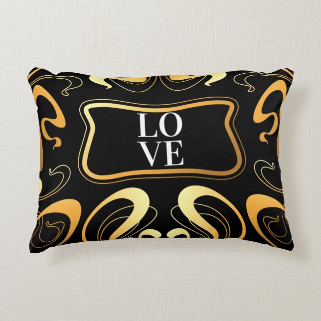 Love  Yellow Abstract Accent Pillow (Front)