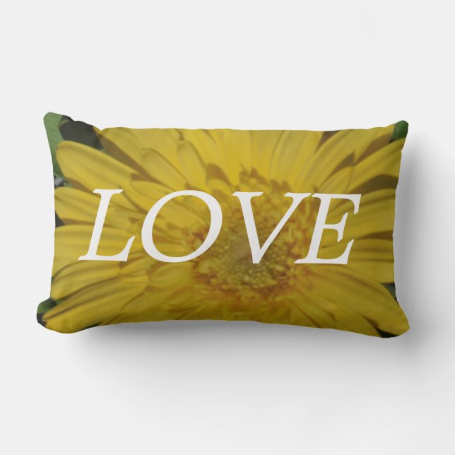 lOVE  yellow gerber daisy, flowers inspiration Lumbar Pillow (Front)