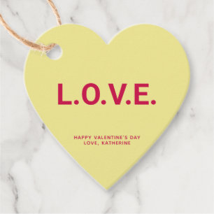 Love yellow heart fun cute Valentine's Day custom Favour Tags