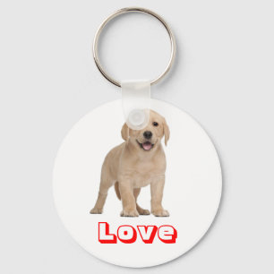 Love Yellow Labrador Retriever Puppy Dog Keychain