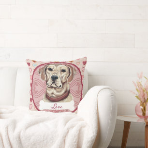 Love Yellow Labrador Retriever Valentine hearts Throw Pillow