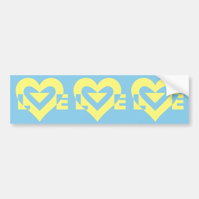 Love Yellow on Blue Bumper Sticker (Front)