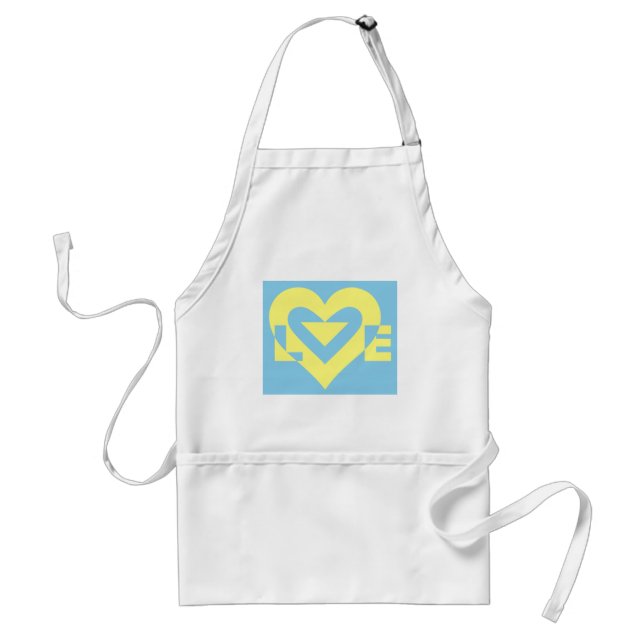 Love Yellow on Blue Standard Apron (Front)