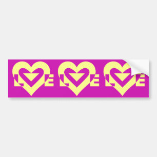 Love Yellow on Purple Bumper Sticker