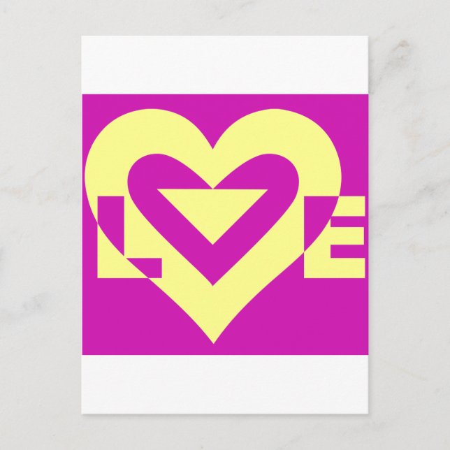 Love Yellow on Purple Postcard (Front)