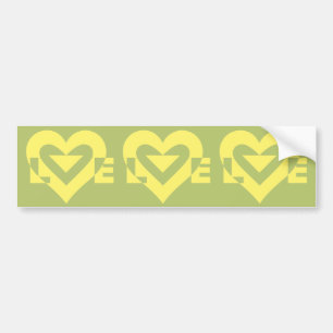Love Yellow on Sage Green Bumper Sticker