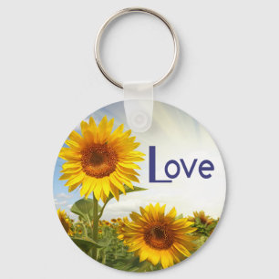 Love Yellow Sunflowers Floral Keychain