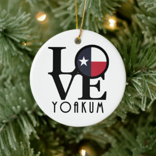 LOVE Yoakum Texas Ceramic Ornament