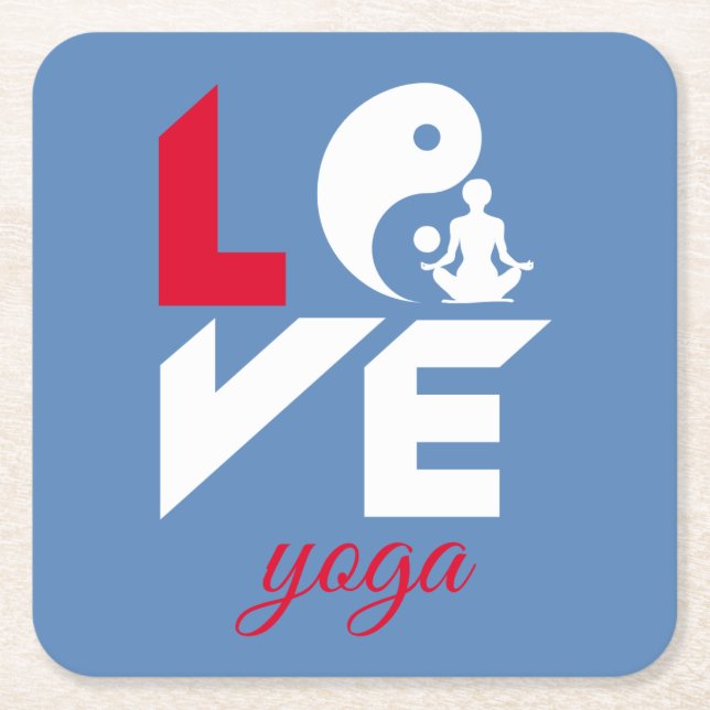 Love yoga square paper coaster (Front)