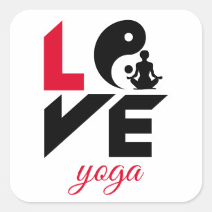 Love yoga square sticker