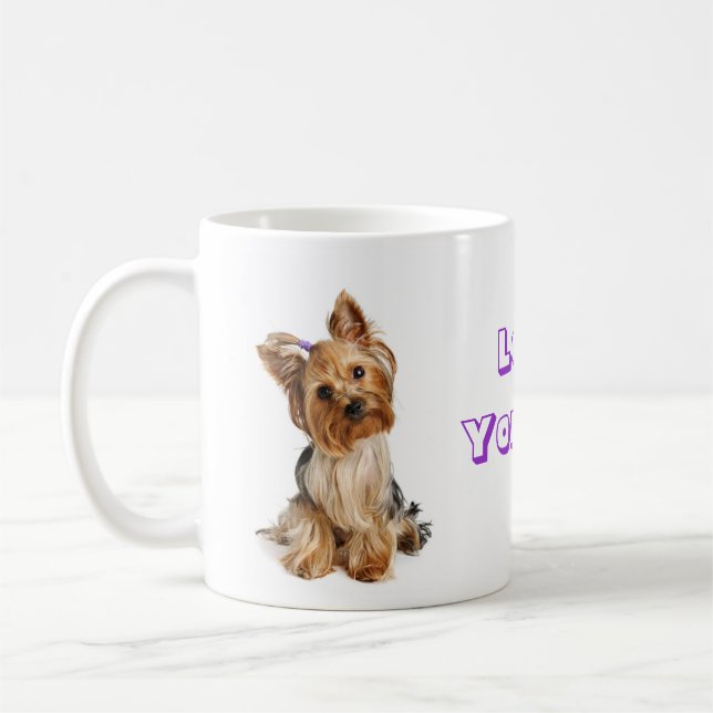 Love Yorkie Yorkshire Terrier Puppy Dog Coffee Mug (Left)