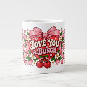 Love You a Bunch Pink Bow Heart Mug   Retro Coquet