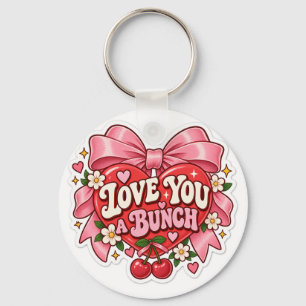Love You a Bunch Retro Coquette Heart Bow Sticker Keychain