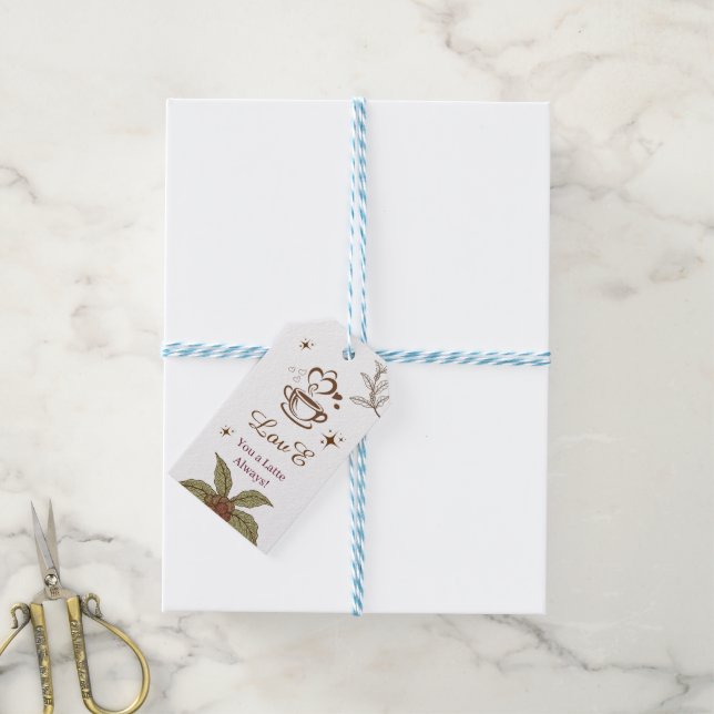 Love You a Latte Always Coffee Gift Tag (With Twine)