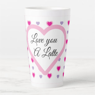 'Love you a latte' hearts pattern Valentine's Latte Mug