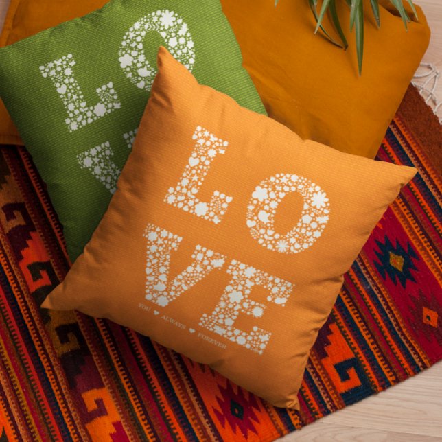 "LOVE You, Always, Forever" Bright Orange Love Throw Pillow (Creator Uploaded)