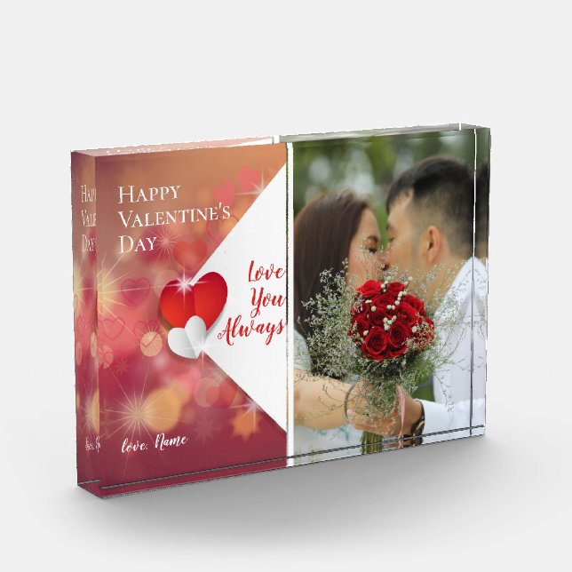 Love You Always |Valentines Red Hearts Background Photo Block (Left)