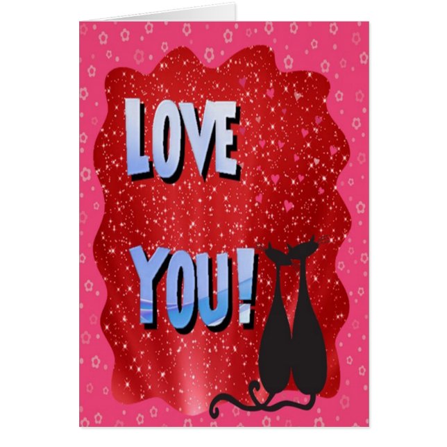 "Love You" and Two Lucky Black Cats (Front)
