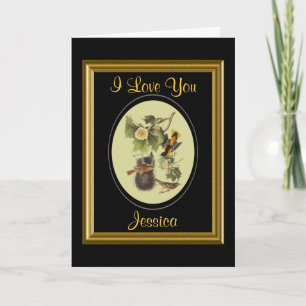 Love You Audubon Birds Personalized Card