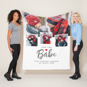 Love You Babe/Other 4-Photo Personal Message Fleece Blanket
