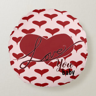 Love You ~ Baby ~ with Motif Round Pillow