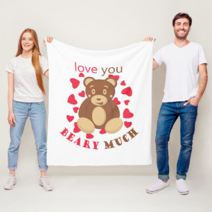 Love you beary much for Valentine's Day Fleece Blanket