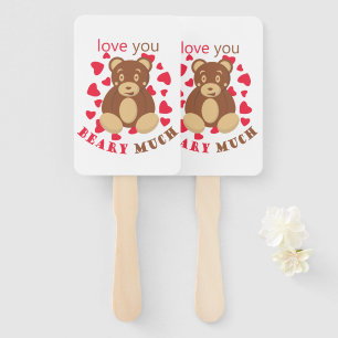 Love you beary much for Valentine's Day Hand Fan