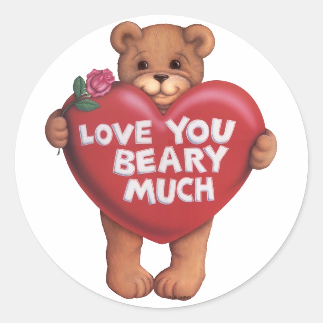 Love You Beary Much products Classic Round Sticker (Front)