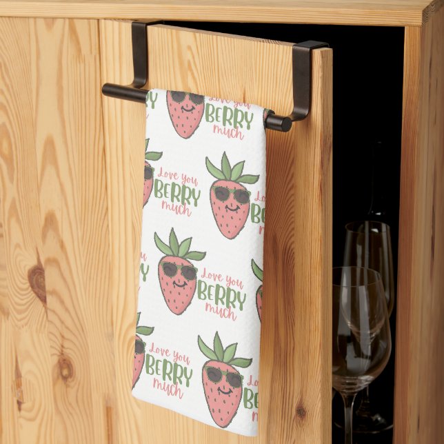 Love You Berry Beaucoup de serviette de cuisine (Pliage en tiers)