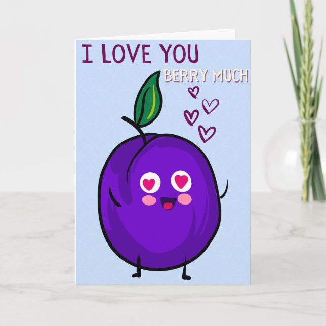 Love You Berry Beaucoup drôle Carte Valentine (Devant)