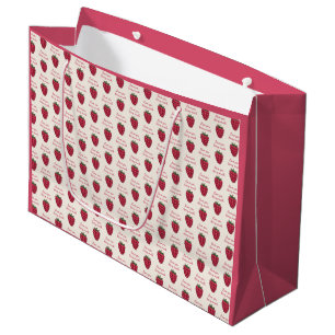 Love You Berry Much Raspberry Pattern Pink Large Gift Bag