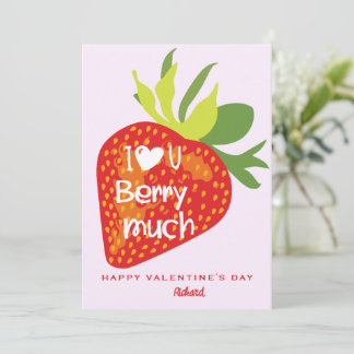 Love You Berry Much Red Strawberry Valentines Card