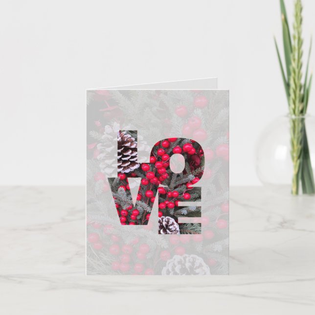 Love you, birthday girl! Pinecone Red Berries  Card (Front)