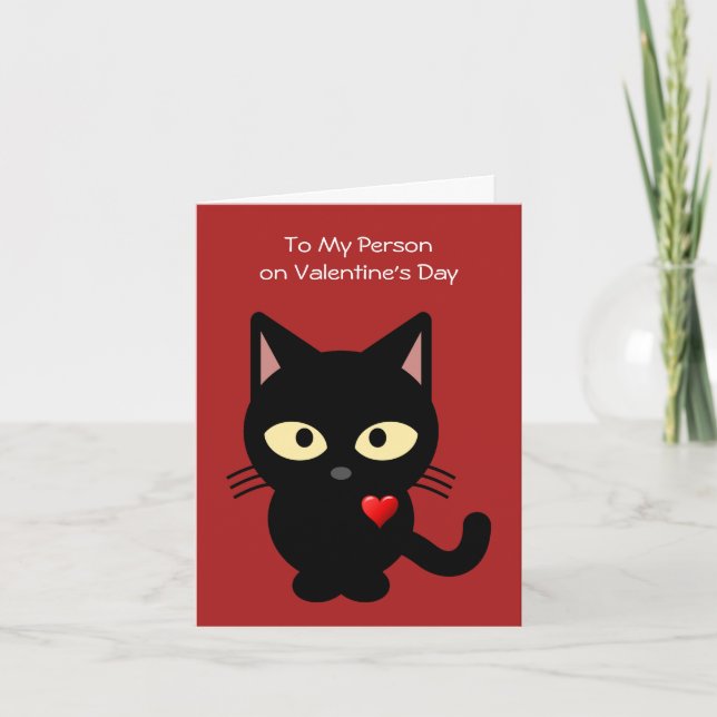 Love You / Black Cat Valentines' Day Card (Front)
