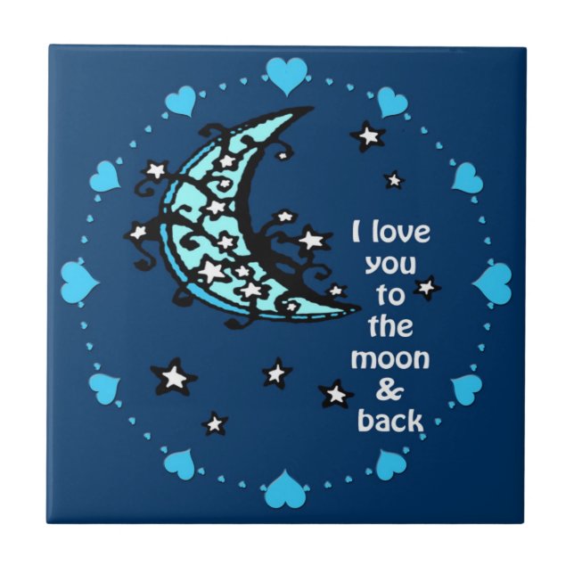 Love you blue moon tile (Front)