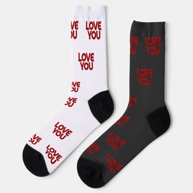 Love You – Bold Romantic Typography Socks (Left)
