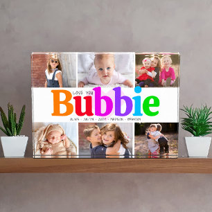 Love You Bubbie Bold Colourful Modern Collage 6 Photo Block