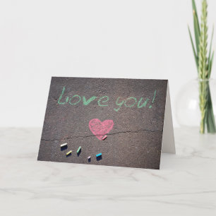Love You chalk drawing Card