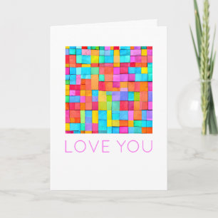 LOVE YOU Colourful Abstract Art Modern Timeless Card