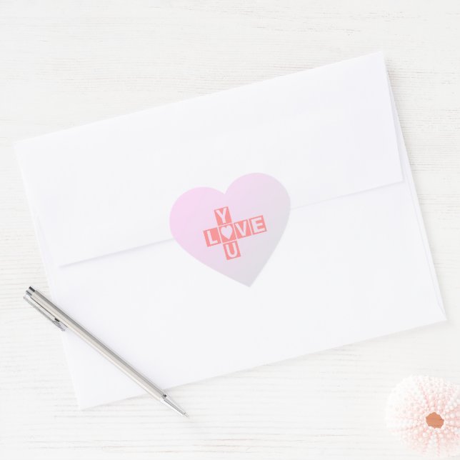 Love you crossword , Valentine Day,Heart,text    Heart Sticker (Envelope)