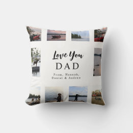 Love You Dad | 10 Customizable Photos And Names Throw Pillow