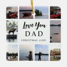 Love You Dad | 10 Customizable Photos Christmas Ceramic Ornament