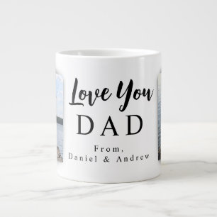 Love You Dad 2 Customizable Photos And Names Large Coffee Mug