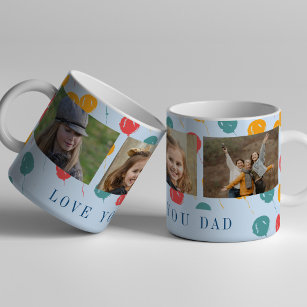Love you dad 3 photo collage cute Father's Day Two-Tone Coffee Mug